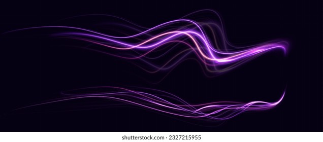 
neon multicolored glowing swirl. The effect of moving at speed. Easy trail. Shiny wavy path. Vector.Data transmission