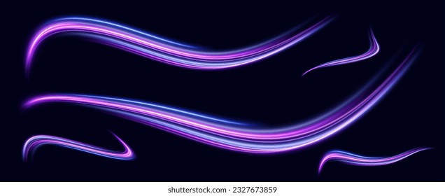 giratoria multicolor neón. El efecto de moverse a la velocidad de la luz. Un camino fácil. Sendero ondulado brillante. Vector.