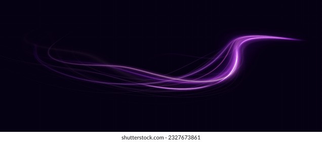 neon multicolored glowing swirl. The effect of moving at the speed of light. Easy trail. Shiny wavy path. Vector.