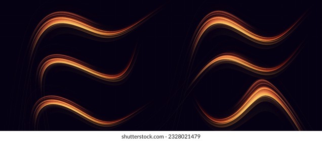 neon multicolored glowing swirl. The effect of moving at the speed of light. Easy trail. Shiny wavy path. Vector.