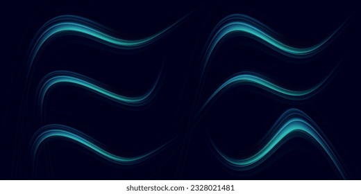 neon multicolored glowing swirl. The effect of moving at the speed of light. Easy trail. Shiny wavy path. Vector.
