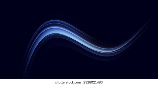 neon multicolored glowing swirl. The effect of moving at the speed of light. Easy trail. Shiny wavy path. Vector.