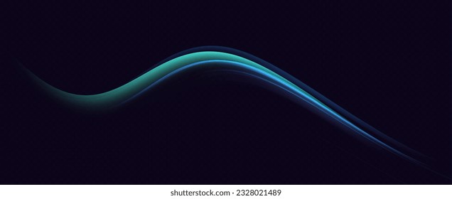 neon multicolored glowing swirl. The effect of moving at the speed of light. Easy trail. Shiny wavy path. Vector.