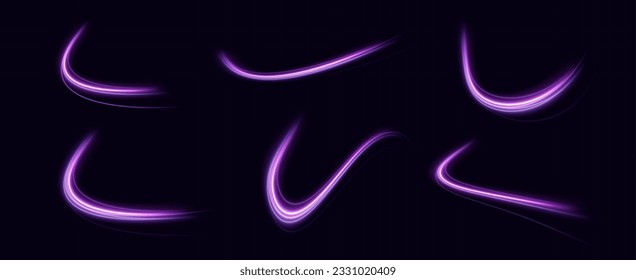neon multicolored glowing swirl. The effect of moving at the speed of light. Easy trail. Shiny wavy path. Vector.