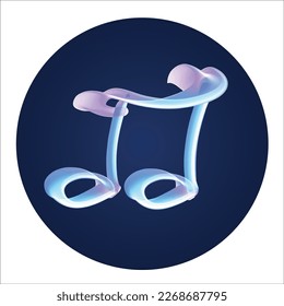 Neon, multicolour musical note icon
