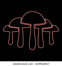 Neon mushrooms red color vector illustration image flat style light
