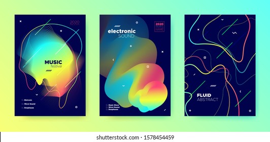 Neon Music Banner. Futuristic Lines. Electronic Techno Festival. Multicolor Abstract Presentation. Modern Music Party. Minimal Sound. Electronic Club Festival. Vivid Colorful Music Design.