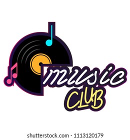 Neon Music Club Vinyl Disc Record Background Vector Image
