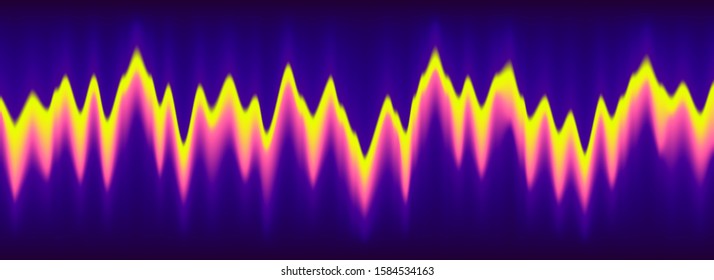 Neon music equalizer, magnetic or sonic wave techno vector background. Sound audio wave frequency flow. Neon effect waveform, sonic equalizer visual wavelength illuminated dynamic flow. Voice diagram.