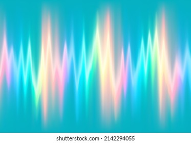 Neon music equalizer, magnetic or sonic wave techno vector background. Sound audio wave frequency flow. Neon effect rainbow waveform, sonic equalizer visual illuminated dynamic flow. Voice diagram.