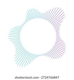 Ecualizador de música de neón. Ondas sonoras radiales multicolores. Vector sobre fondo blanco