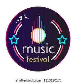 Neon Music Festival Vinyl Disc Record Background Vector Image
