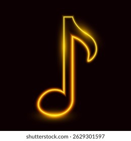 Neon music note, isolated, vector illustration.