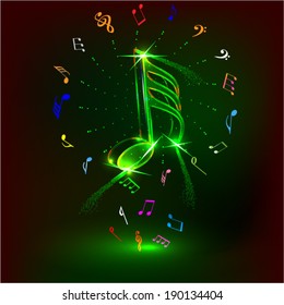 Neon Music Notes