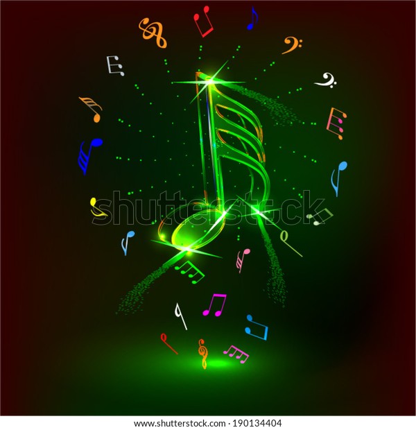 Neon Music Notes Stock Vector (Royalty Free) 190134404