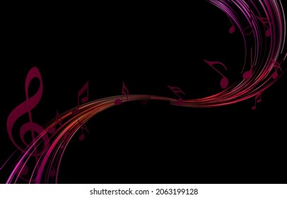 Neon Music notes background, musical notes – stock vector
