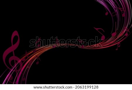 Neon Music notes background, musical notes – stock vector
