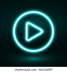 Neon Music Play Button. Vector Illustration