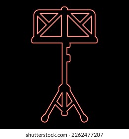 Neon music stand easel Reading-stand red color vector illustration image flat style light