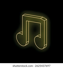 Neon musical note glowing on a black background, representing music, sound, and audio concepts