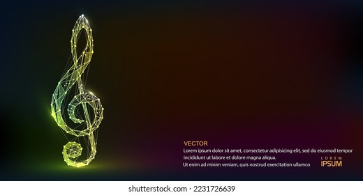 Neon music.Musical notes .Continuous line drawing.Vector illustration.	