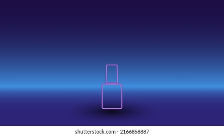 Neon nail polish symbol gradient blue background  The isolated symbol is located in the bottom center  Gradient blue and light blue skyline