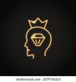 Neon narcissistic personality disorder icon in line style. Mental disorder symbol. Vector illustration.