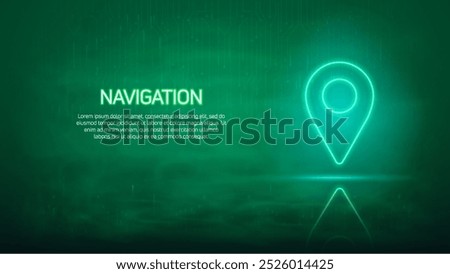 Neon navigation icon. Glowing GPS pin. Vector illustration 