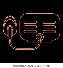 Neon nebulizer with mask red color vector illustration image flat style light