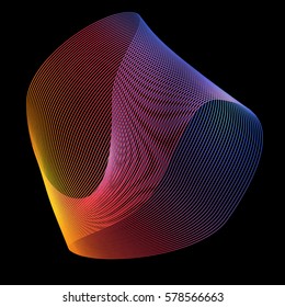 Neon net . The wavy shape of the grid.Net shape rainbow colors.Net substance on a black background - vector.