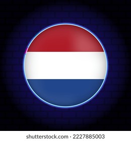 Neon Netherlands flag. Vector illustration.