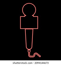 Neon news microphone red color vector illustration image flat style light