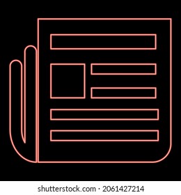 Neon newspaper red color vector illustration flat style light image