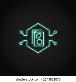 Neon NFT card icon in line style. Non fungible token concept. Vector illustration.