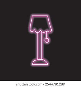 neon night light isolated on black background. sleep lamp icon with glowing neon lines. Vector illustration.