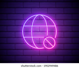 neon no wireless connection and wifi internet connection icon vector illustration.