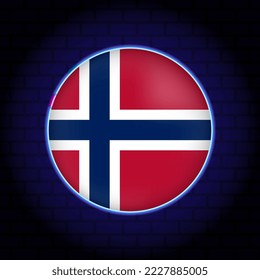 Neon Norway flag. Vector illustration.