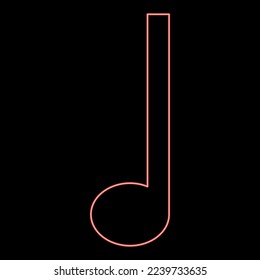 Neon note quarter Fourth icon black color vector illustration flat style simple image red color vector illustration image flat style light