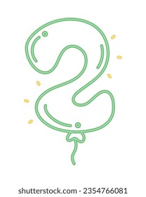 neon number 2 helium balloon vector isolated