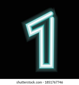 Neon number one. Vector illustration