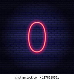 Neon number, symbol, sign. Light banner, icon. Vector illustration of eps 10.