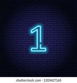 Neon number, symbol, sign. Light banner, icon. Vector illustration of eps 10.
