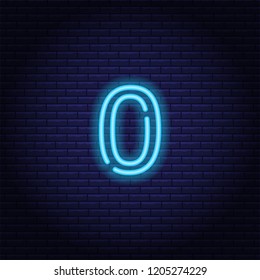 Neon number, symbol, sign. Light banner, icon. Vector illustration of eps 10.