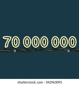 Neon number with wires, vector