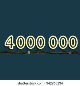 Neon number with wires, vector