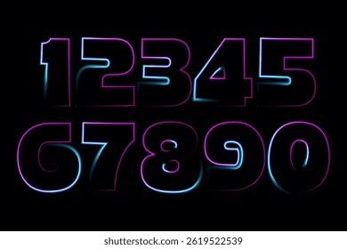 Neon Numbers, Neon 1-0, 3d neon numbers
