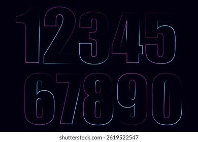 Neon Numbers, Neon 1-0, 3d neon numbers