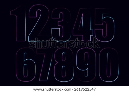 Neon Numbers, Neon 1-0, 3d neon numbers