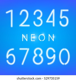 Neon numbers. Glowing typeset. Shiny numbers