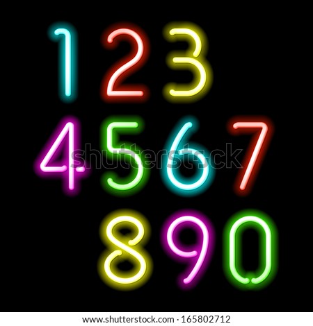 Neon numbers. Vector.